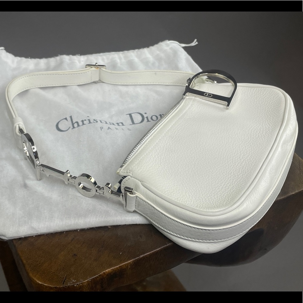 Vintage Dior White Leather Logo Charm
Shoulder Bag